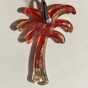 BOUTIQUE glass palm tree pendant necklace